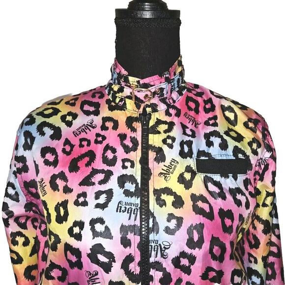 Abbey Dawn by Avril Lavigne Windbreaker Jacket Colorful Cheetah Print Small Rare - Picture 2 of 16